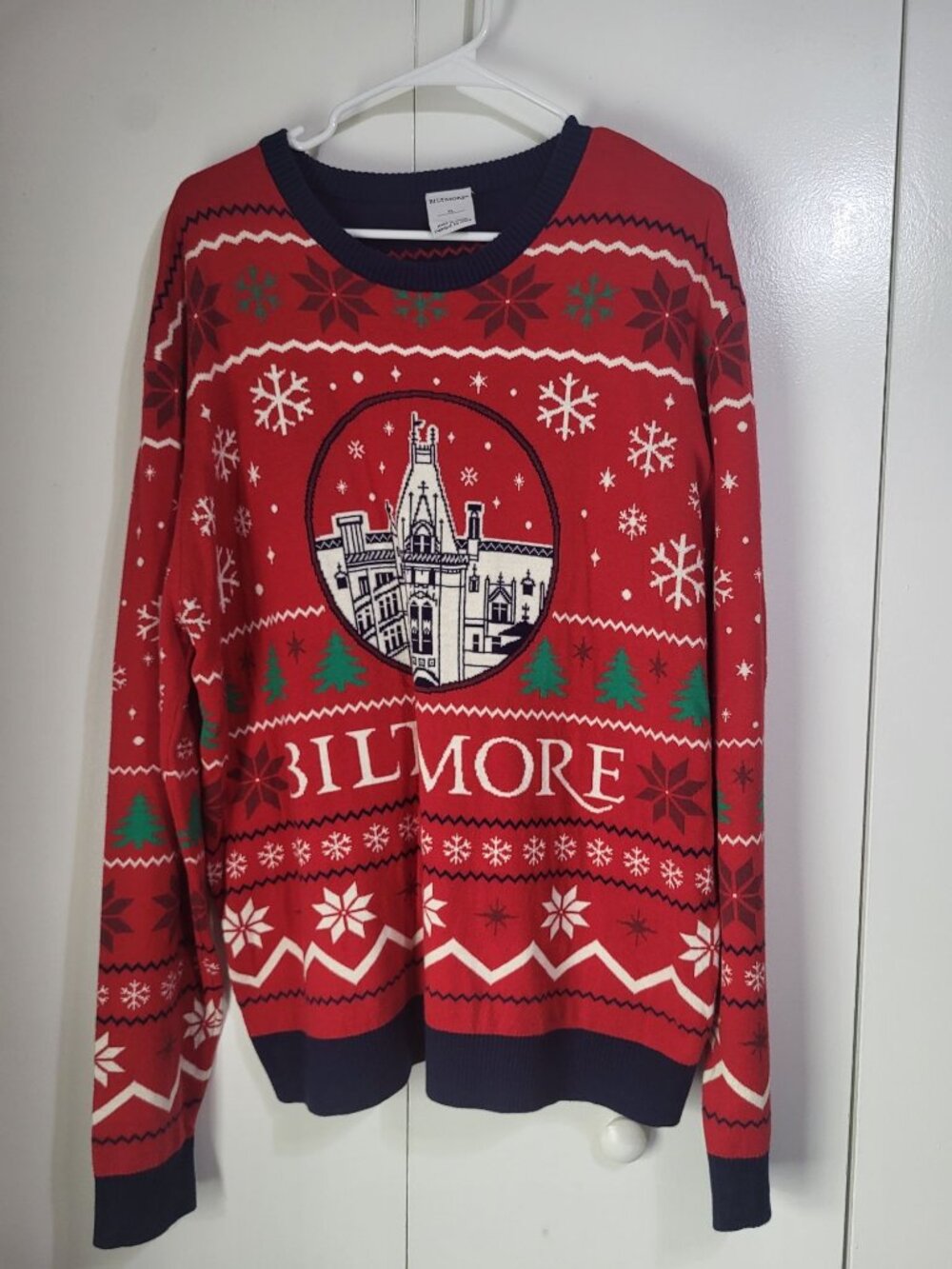BILTMORE Christmas Holiday Sweater XL Red Fair Isle Souvenir Ugly Party Rare